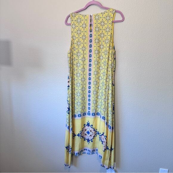 Sundance Yellow Purple Floral Sleeveless Shift Dress Womens 14 Modest Summer - Picture 8 of 10